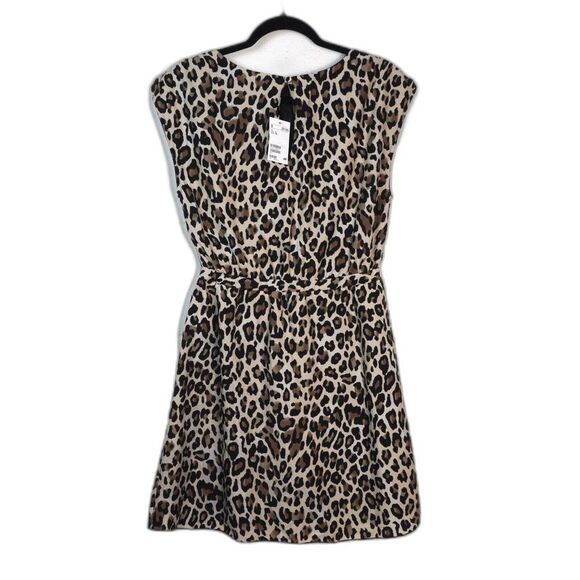 NWT H&M Leopard Print Mini Dress Sz 6 Scoop Neck Party Outing Rodeo Country - Picture 2 of 6